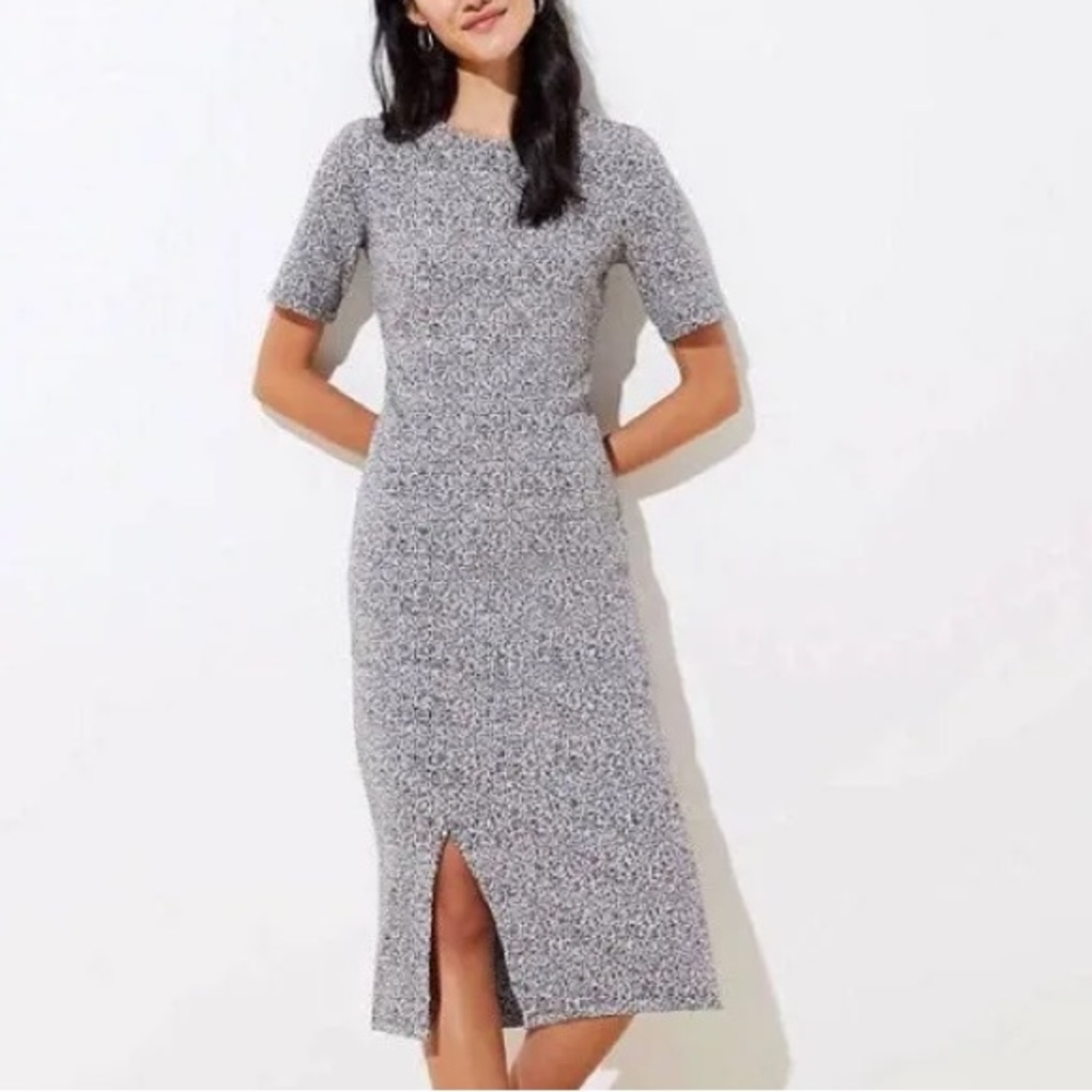 Loft size 2 petite polyester leopard black & white dress. New with tags